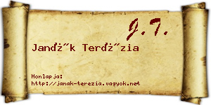 Janák Terézia névjegykártya