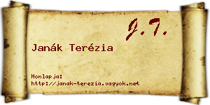 Janák Terézia névjegykártya